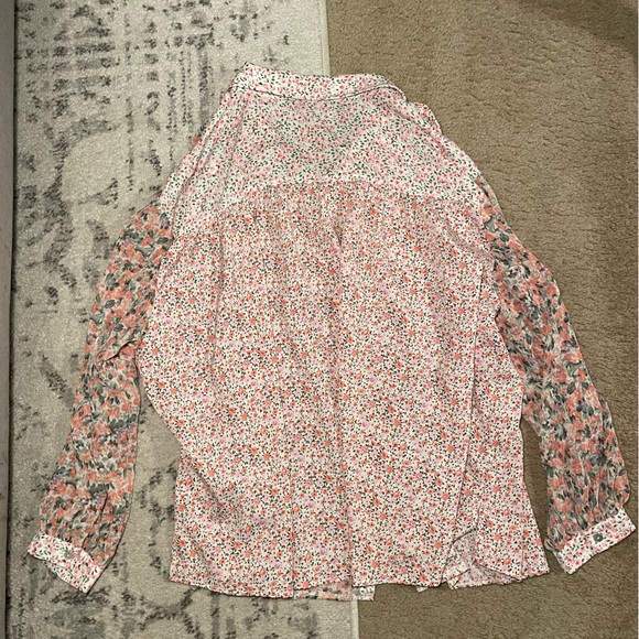 Shop Zoco 🩷💐🌸 Floral Pink two pattern button down Blouse top shirt - Picture 11 of 11